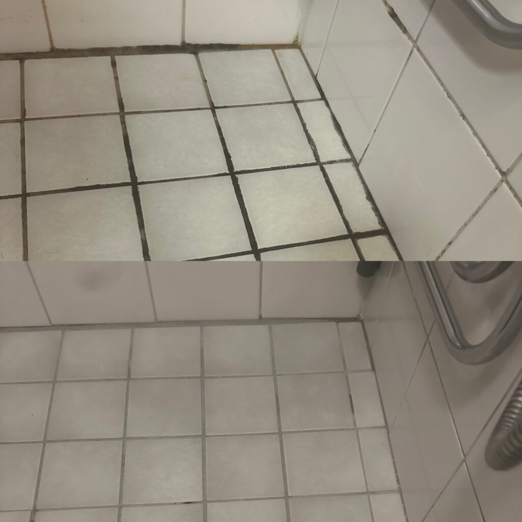 Badrumsstädning före och efter — mögelborttagning