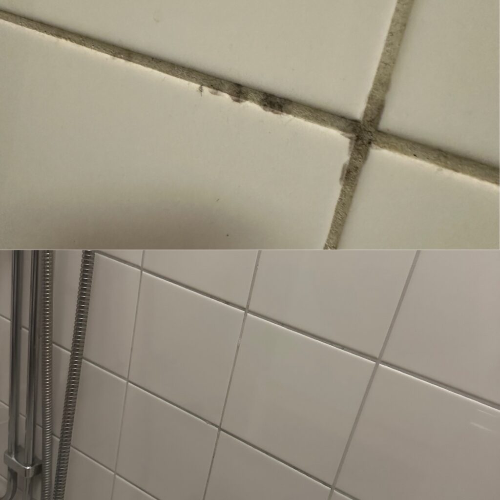 Badrumsstädning före och efter — kalkborttagning kakel